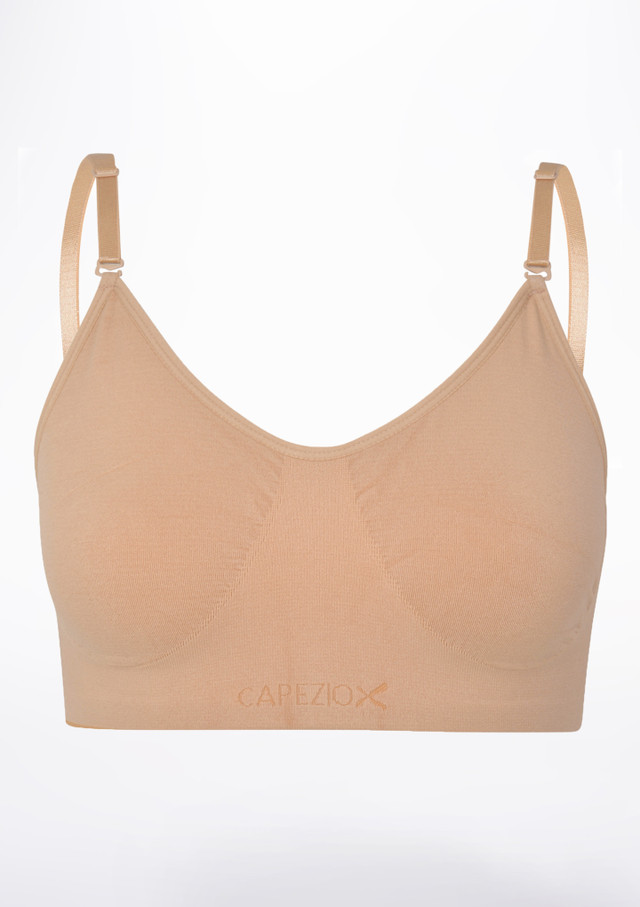 Capezio Leotard Bra Tan Front [Tan]