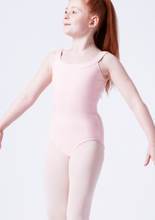 Move Dance Terri Girls Yoke Neck Leotard Pink Front [Pink]