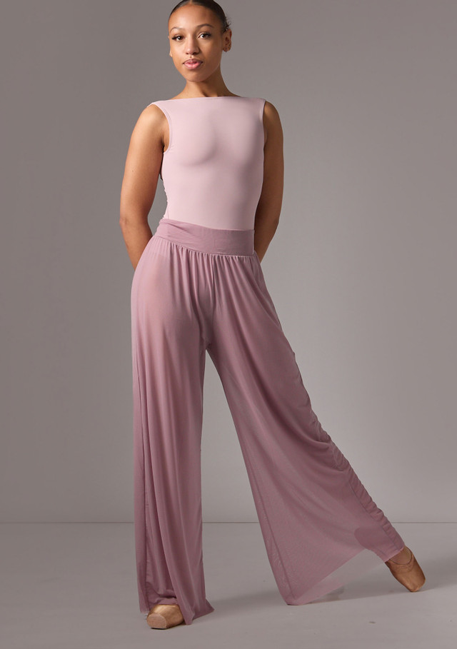 Move Dance Grace Long Mesh Trousers French Mauve Front [Pink]