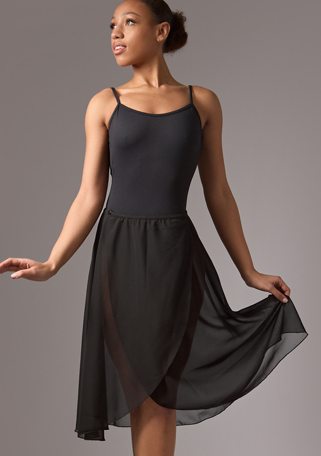 Move Dance Long Ballet Wrap Dance Skirt Black Front [Black]