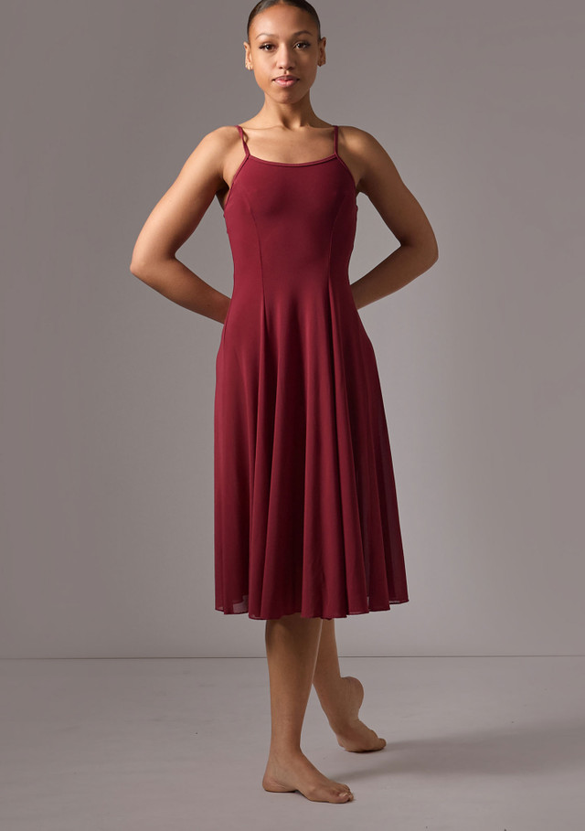 Move Dance Helena Mesh Dress Burgundy Front [Red]