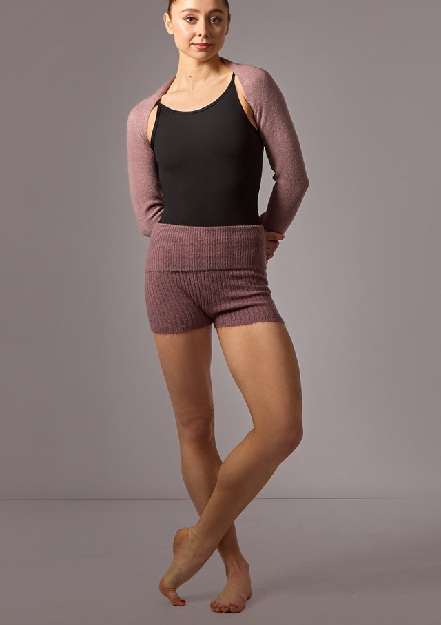 Move Dance Delilah Knit Roll Top Dance Shorts Grape Front [Purple]